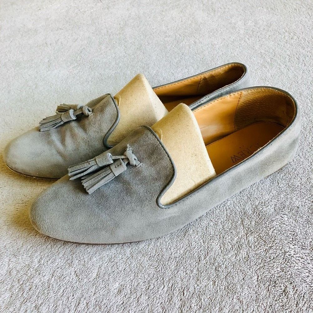 J. Crew Gray Cora Suede Leather Tassel Loafer